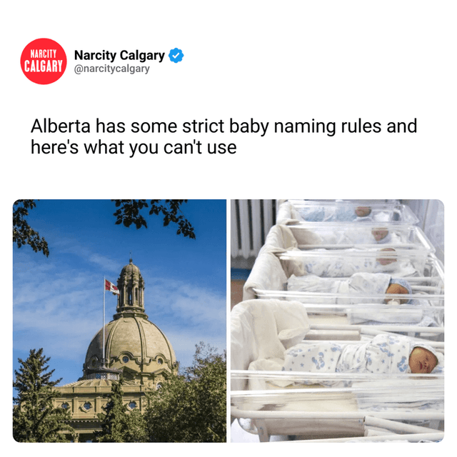 Alberta has some strict baby naming rules and here's what you can't use