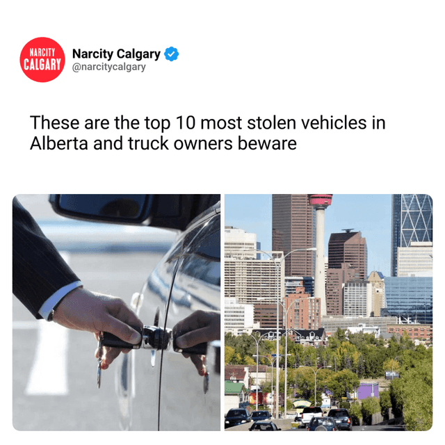 These are the top 10 most stolen vehicles in Alberta and truck owners beware