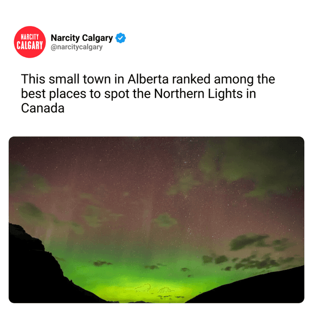 This small town in Alberta ranked among the best places to spot the Northern Lights in Canada