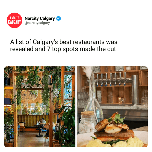 A list of Calgary's best restaurants was revealed and 7 top spots made the cut