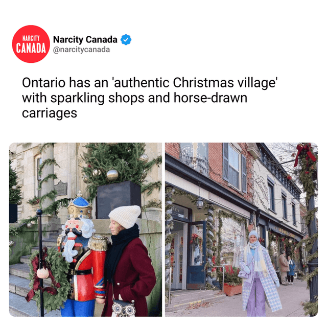 Ontario has an 'authentic Christmas village' with sparkling shops and horse-drawn carriages