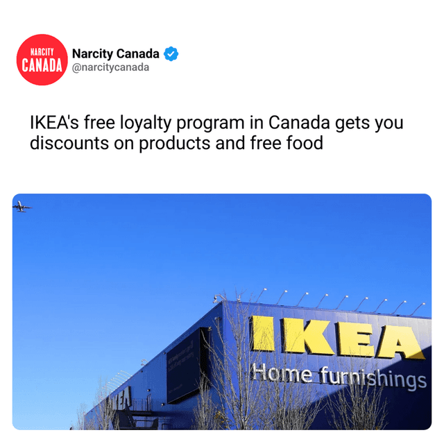 IKEA's free loyalty program in Canada gets you discounts on products and free food