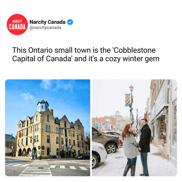 This Ontario small town is the 'Cobblestone Capital of Canada' and it's a cozy winter gem