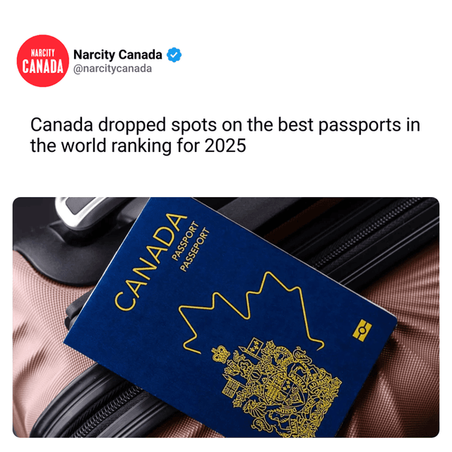 Canada dropped spots on the best passports in the world ranking for 2025