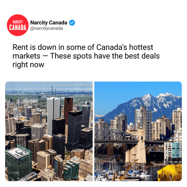 Rent is down in some of Canada's hottest markets — These spots have the best deals right now