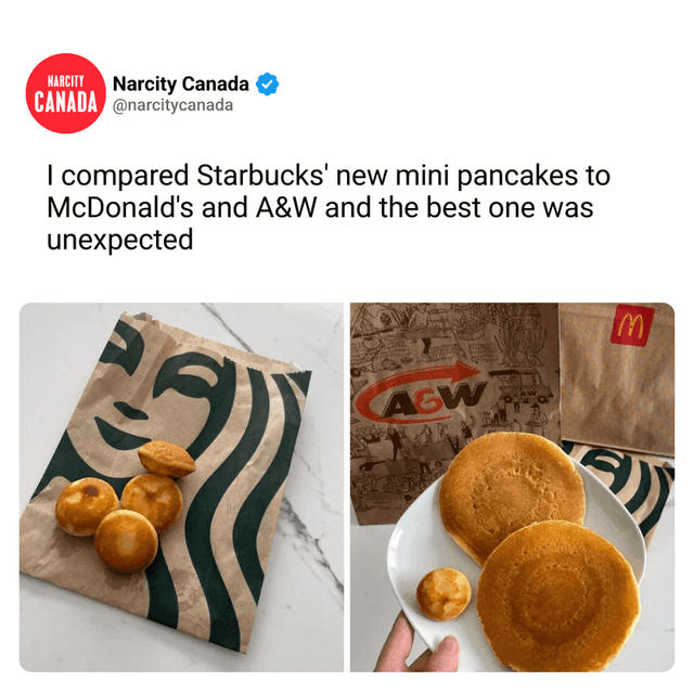 I compared Starbucks' new mini pancakes to McDonald's and A&W and the best one was unexpected