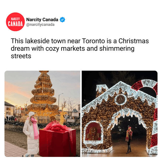 This lakeside town near Toronto is a Christmas dream with cozy markets and shimmering streets