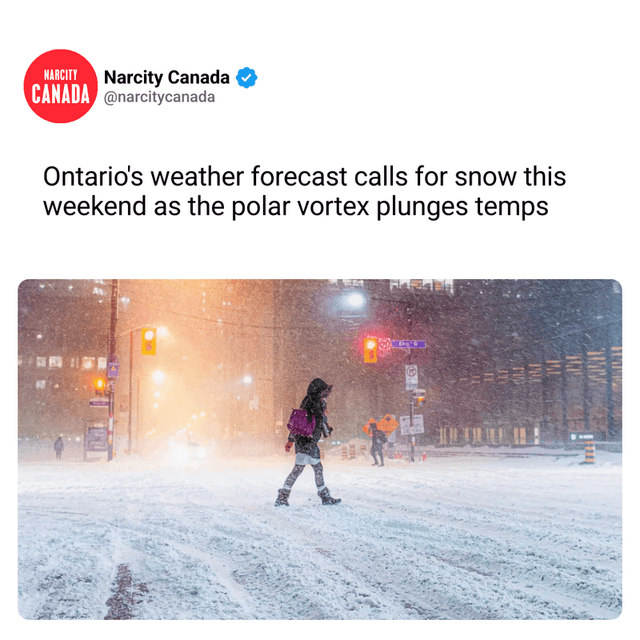 Ontario's weather forecast calls for snow this weekend as the polar vortex plunges temps