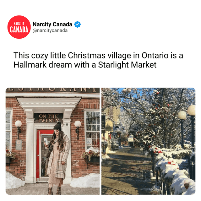 This cozy little Christmas village in Ontario is a Hallmark dream with a Starlight Market