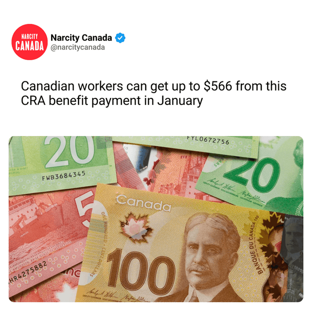 Canadian workers can get up to $566 from this CRA benefit payment in January