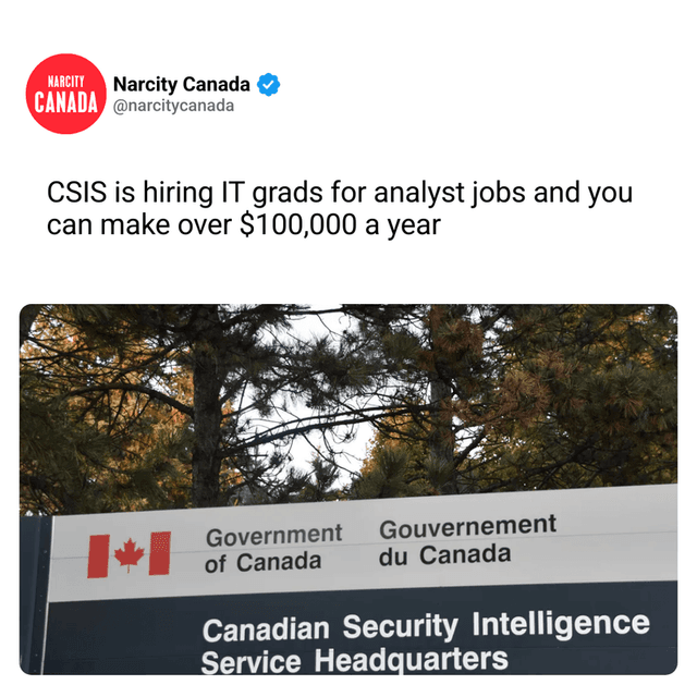 CSIS is hiring IT grads for analyst jobs and you can make over $100,000 a year