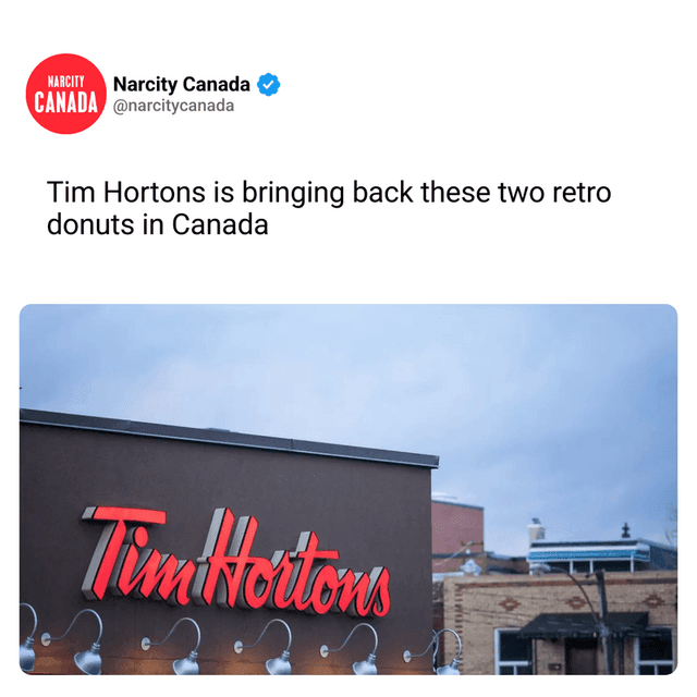 Tim Hortons is bringing back these two retro donuts in Canada