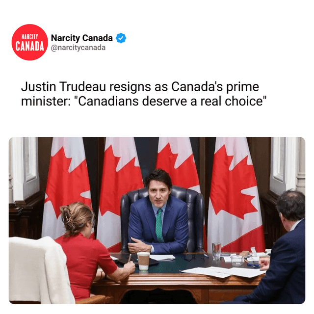 Justin Trudeau resigns as Canada's prime minister: "Canadians deserve a real choice"