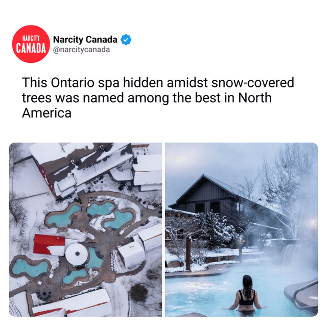 This Ontario spa hidden amidst snow-covered trees was named among the best in North America