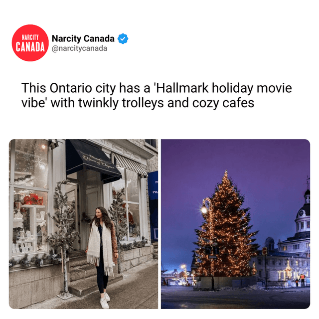 This Ontario city has a 'Hallmark holiday movie vibe' with twinkly trolleys and cozy cafes