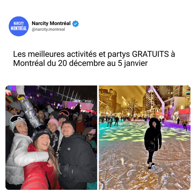 Les meilleures activités et partys GRATUITS à Montréal du 20 décembre au 5 janvier