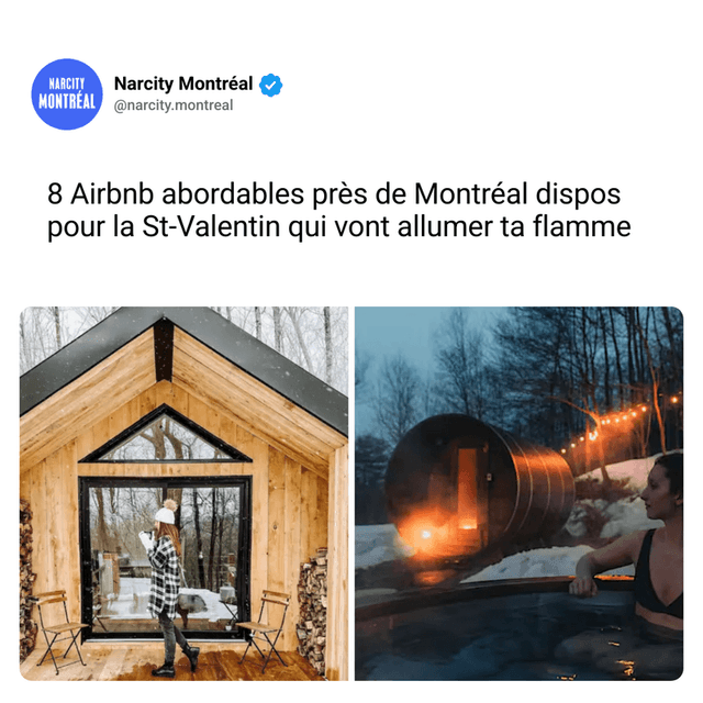 8 Airbnb abordables près de Montréal dispos pour la St-Valentin qui vont allumer ta flamme