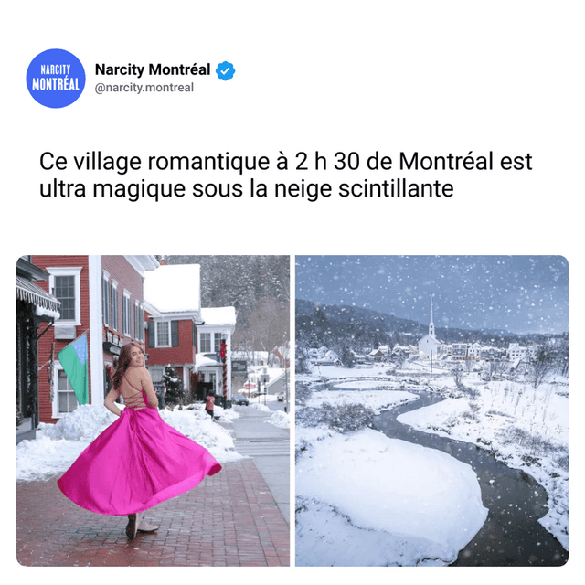 Ce village romantique à 2 h 30 de Montréal est ultra magique sous la neige scintillante