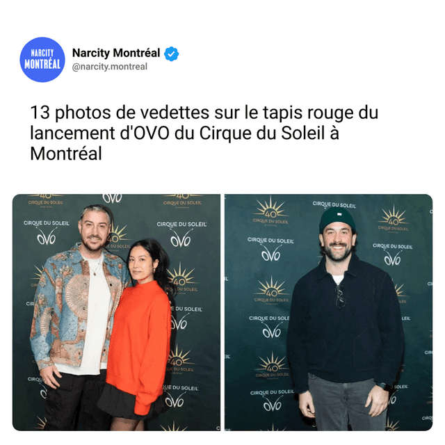 13 photos de vedettes sur le tapis rouge du lancement d'OVO du Cirque du Soleil à Montréal