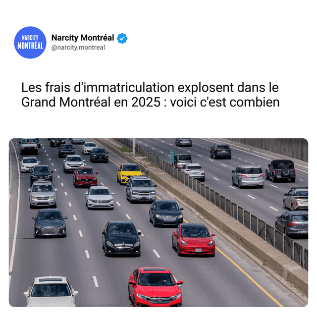 Les frais d'immatriculation explosent dans le Grand Montréal en 2025 : voici c'est combien