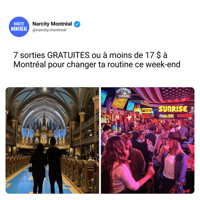 7 sorties GRATUITES ou à moins de 17 $ à Montréal pour changer ta routine ce week-end