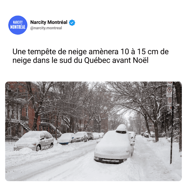 Une tempête de neige amènera 10 à 15 cm de neige dans le sud du Québec avant Noël