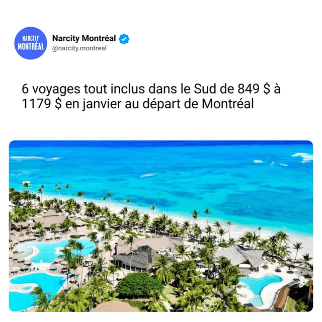 6 voyages tout inclus dans le Sud de 849 $ à 1179 $ en janvier au départ de Montréal