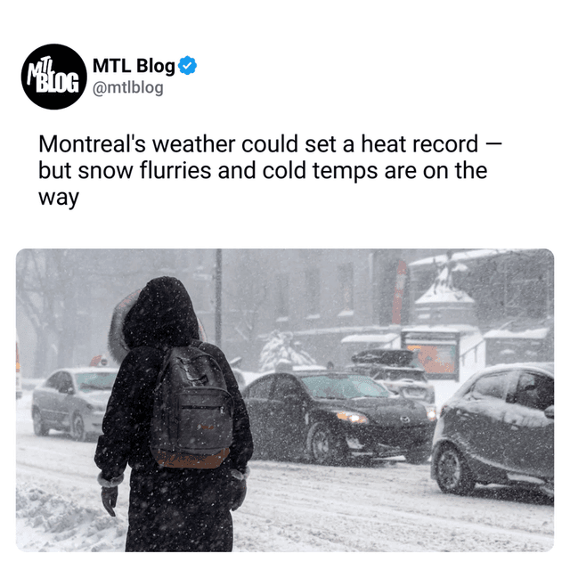 Montreal's weather could set a heat record — but snow flurries and cold temps are on the way