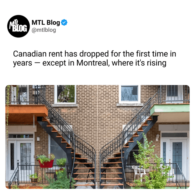 Canadian rent has dropped for the first time in years — except in Montreal, where it's rising