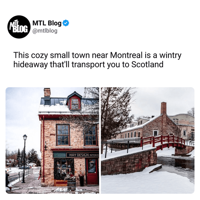 This cozy small town near Montreal is a wintry hideaway that'll transport you to Scotland