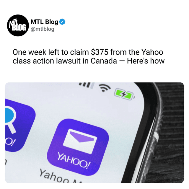 One week left to claim $375 from the Yahoo class action lawsuit in Canada — Here's how