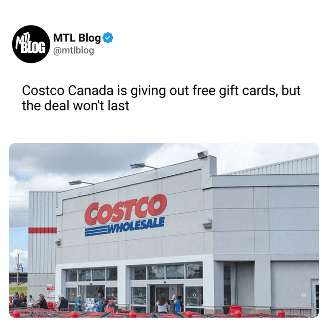 Costco Canada is giving out free gift cards, but the deal won't last