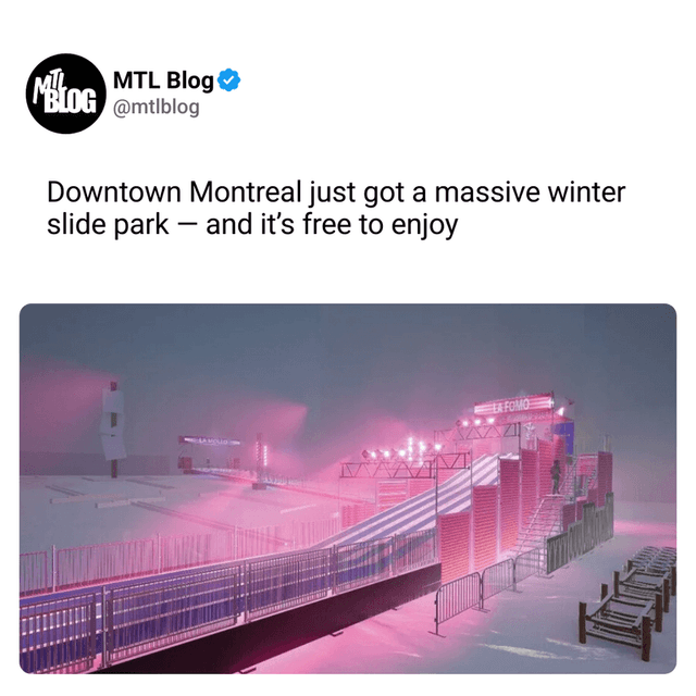 Downtown Montreal just got a massive winter slide park — and it’s free to enjoy