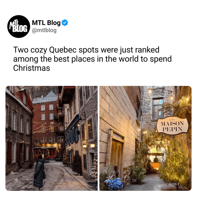 Two cozy Quebec spots were just ranked among the best places in the world to spend Christmas