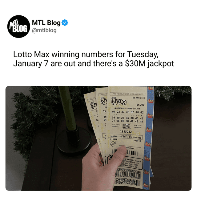 Lotto Max winning numbers for Tuesday, January 7 are out and there's a $30M jackpot