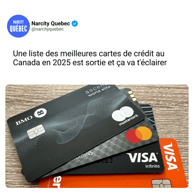 Une liste des meilleures cartes de crédit au Canada en 2025 est sortie et ça va t'éclairer