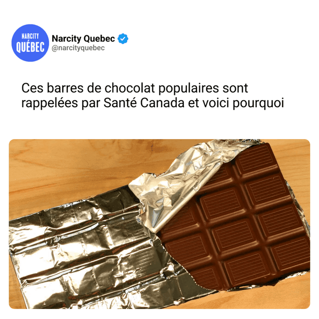 Ces barres de chocolat populaires sont rappelées par Santé Canada et voici pourquoi