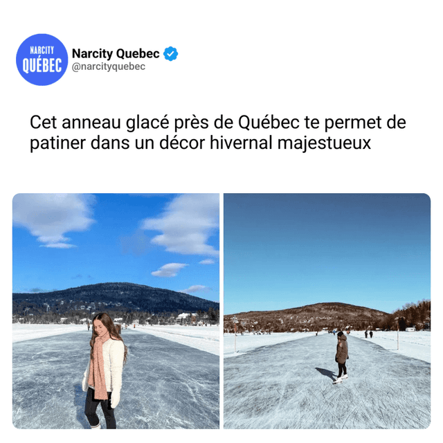 Cet anneau glacé près de Québec te permet de patiner dans un décor hivernal majestueux