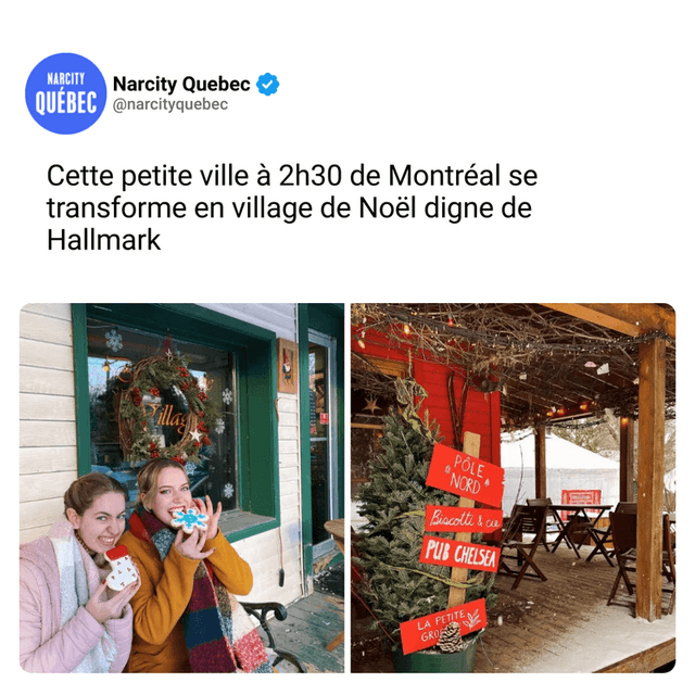 Cette petite ville à 2h30 de Montréal se transforme en village de Noël digne de Hallmark