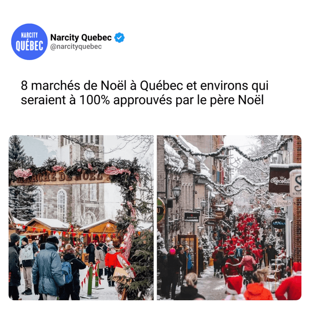 8 marchés de Noël à Québec et environs qui seraient à 100% approuvés par le père Noël