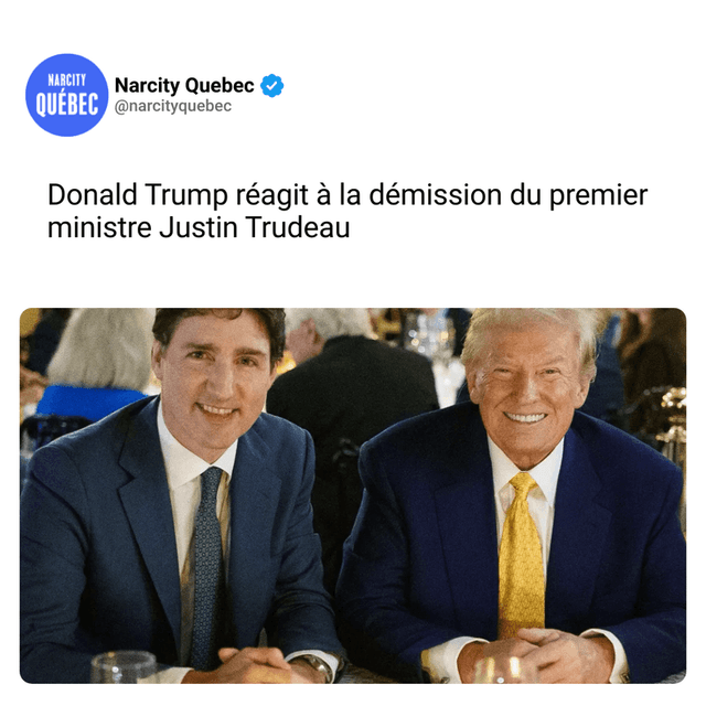 Donald Trump réagit à la démission du premier ministre Justin Trudeau