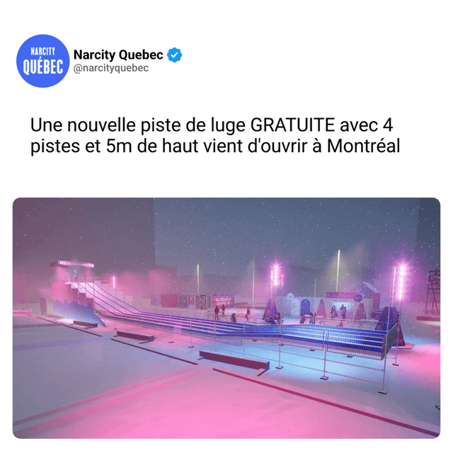 Une nouvelle piste de luge GRATUITE avec 4 pistes et 5m de haut vient d'ouvrir à Montréal