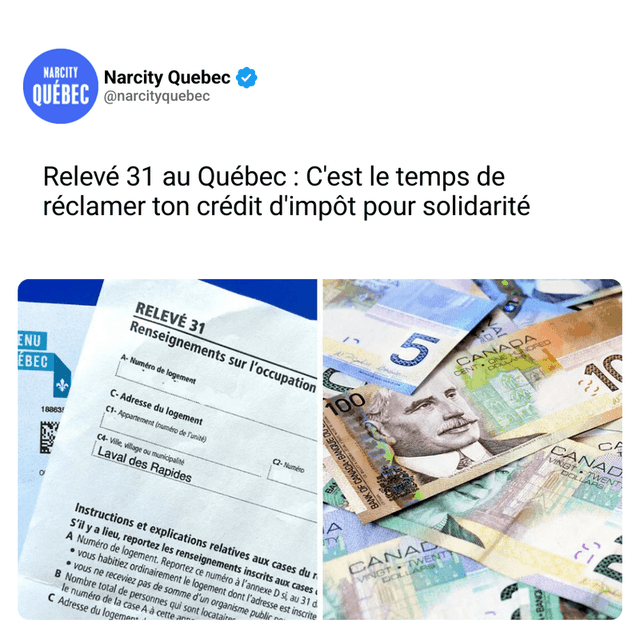 Relevé 31 au Québec : C'est le temps de réclamer ton crédit d'impôt pour solidarité