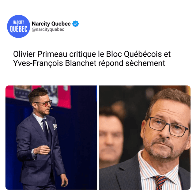 Olivier Primeau critique le Bloc Québécois et Yves-François Blanchet répond sèchement