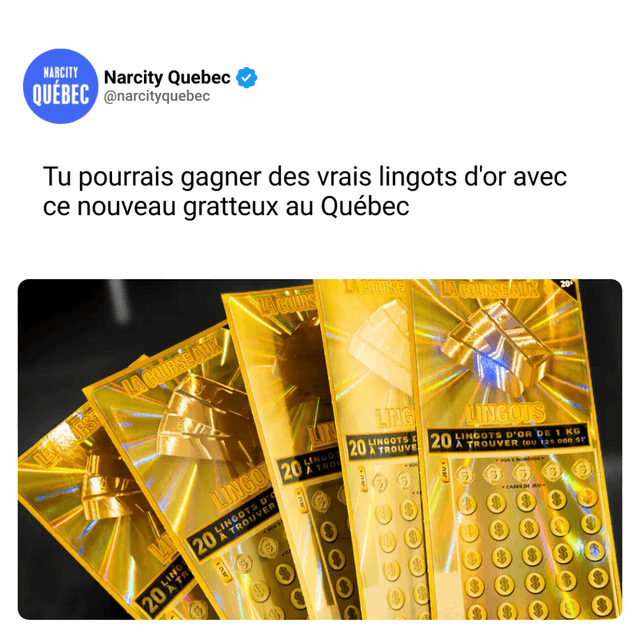 Tu pourrais gagner des vrais lingots d'or avec ce nouveau gratteux au Québec