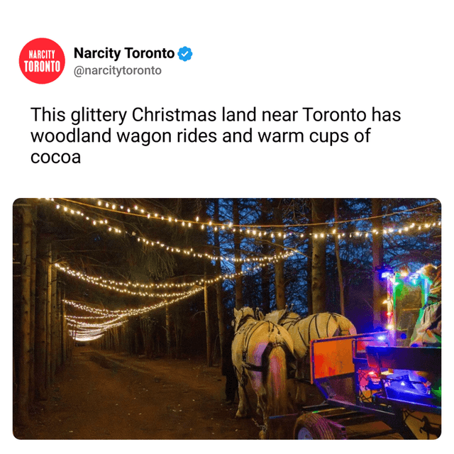 This glittery Christmas land near Toronto has woodland wagon rides and warm cups of cocoa