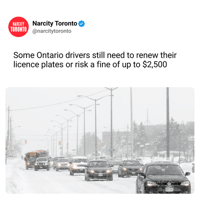 Some Ontario drivers still need to renew their licence plates or risk a fine of up to $2,500