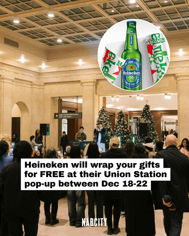 Heineken will wrap your gifts for FREE at their Union Station pop-up between Dec 18-22