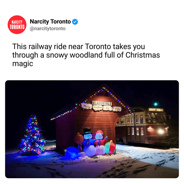 This railway ride near Toronto takes you through a snowy woodland full of Christmas magic