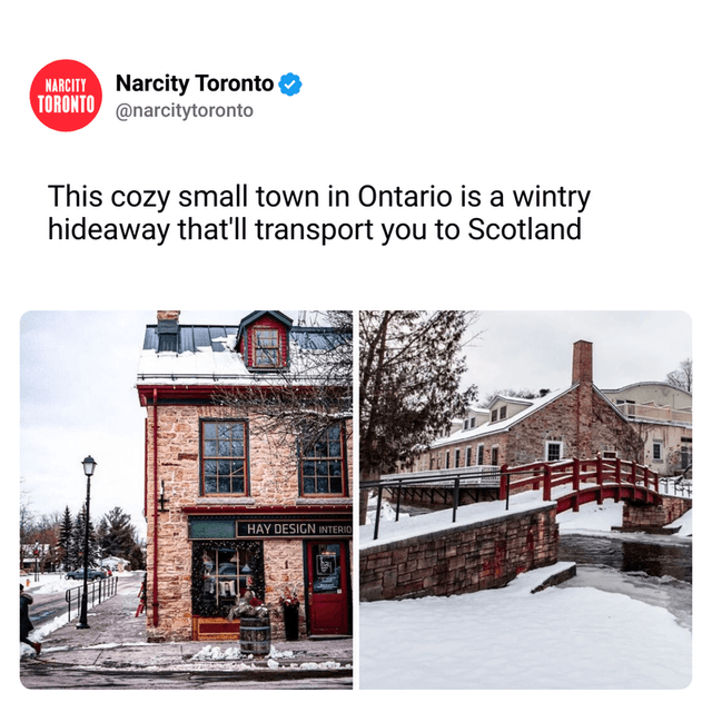 This cozy small town in Ontario is a wintry hideaway that'll transport you to Scotland